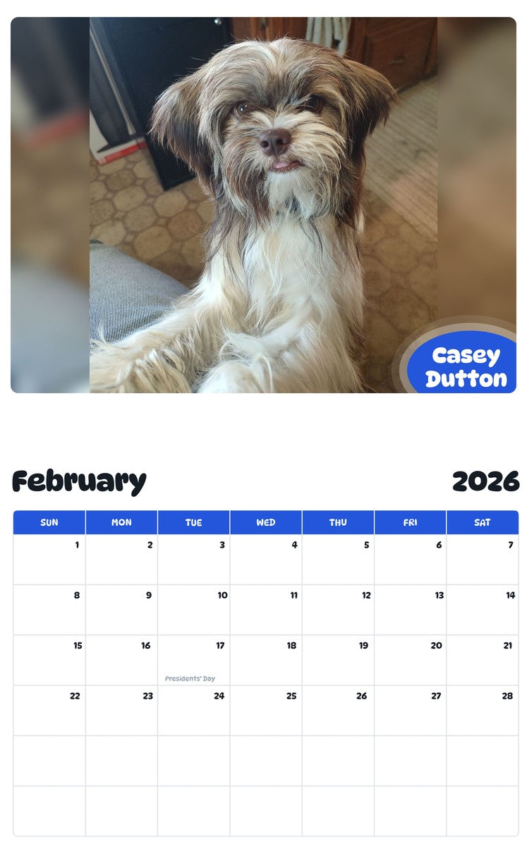 October 2025 - September 2026 Casey Dutton - Pawidols Pet Calendar