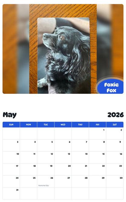 2026 - 2027 Foxie Fox - Pawidols Pet Calendar