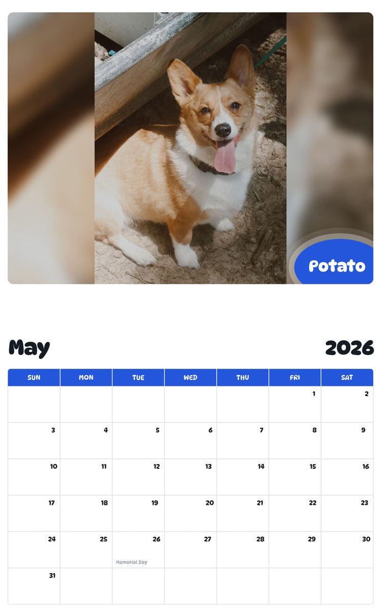 2026 - 2027 Potato - Pawidols Pet Calendar