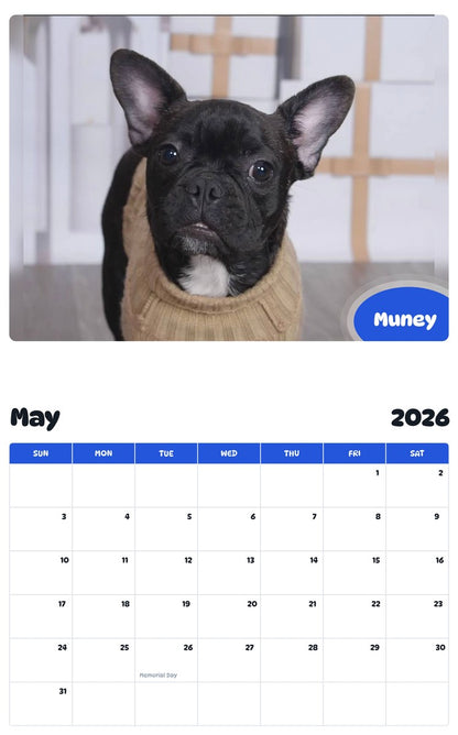 2026 - 2027 Muney - Pawidols Pet Calendar