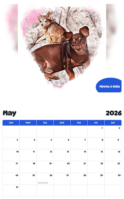 2026 - 2027 Minnie n Odie - Pawidols Pet Calendar