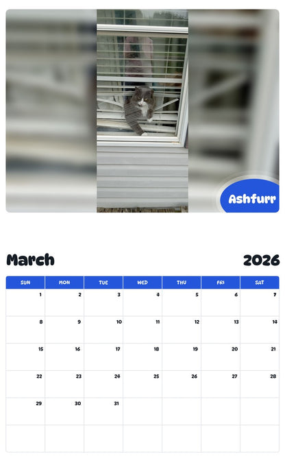 November 2025 - October 2026 Ashfurr - Pawidols Pet Calendar