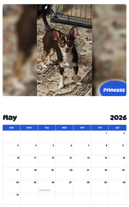 2026 - 2027 Princess - Pawidols Pet Calendar