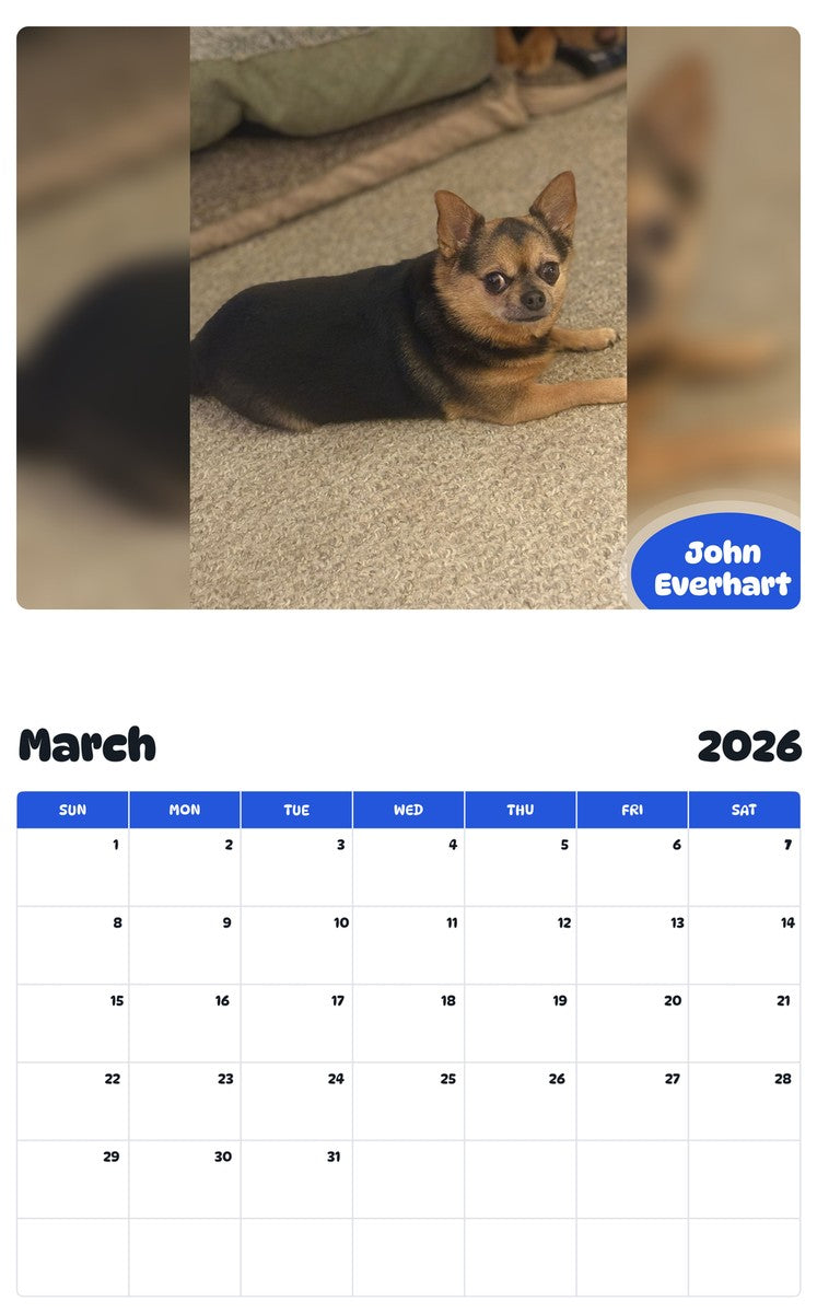 November 2025 - October 2026 John Everhart - Pawidols Pet Calendar