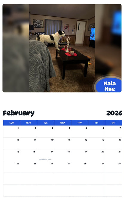 October 2025 - September 2026 Nala Mae - Pawidols Pet Calendar