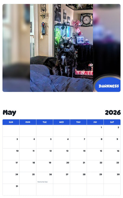 2026 - 2027 DARKNESS - Pawidols Pet Calendar