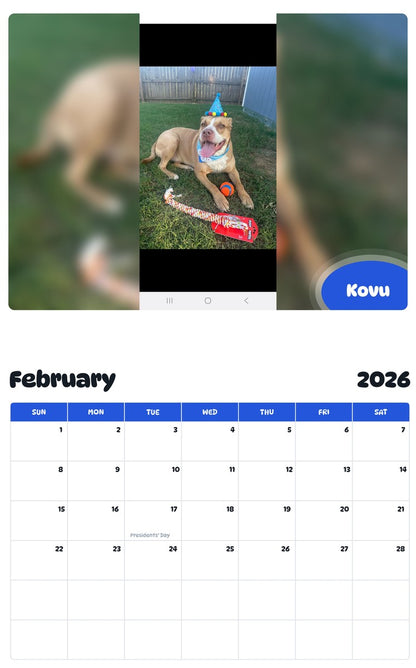October 2025 - September 2026 Kovu - Pawidols Pet Calendar