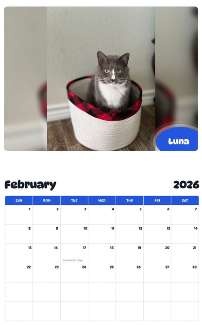 November 2025 - October 2026 Luna - Pawidols Pet Calendar