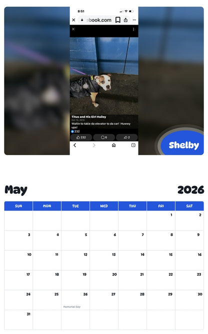 2026 - 2027 Shelby - Pawidols Pet Calendar