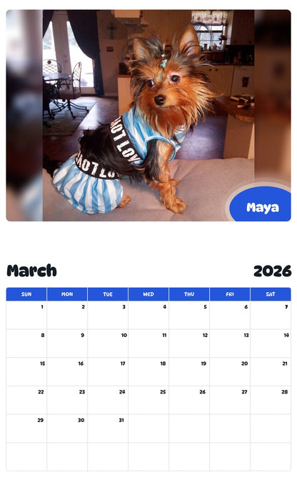 November 2025 - October 2026 Maya - Pawidols Pet Calendar