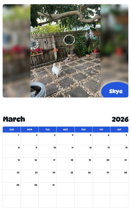 November 2025 - October 2026 Skye - Pawidols Pet Calendar