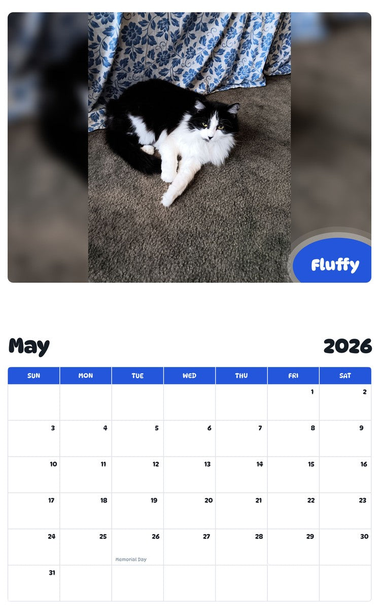 2026 - 2027 Fluffy - Pawidols Pet Calendar