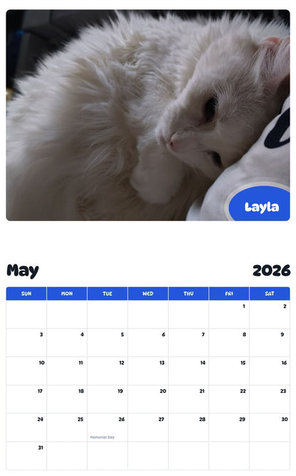 2026 - 2027 Layla - Pawidols Pet Calendar