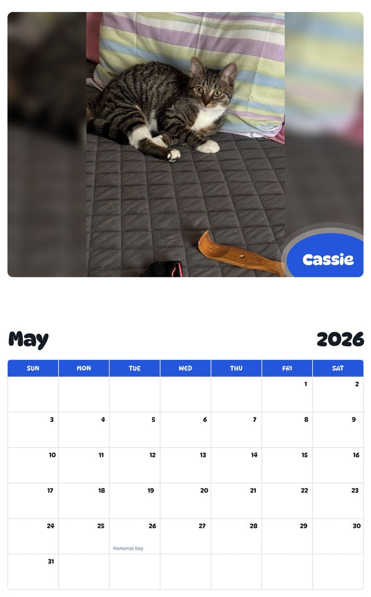 2026 - 2027 Cassie - Pawidols Pet Calendar