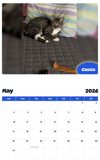 2026 - 2027 Cassie - Pawidols Pet Calendar