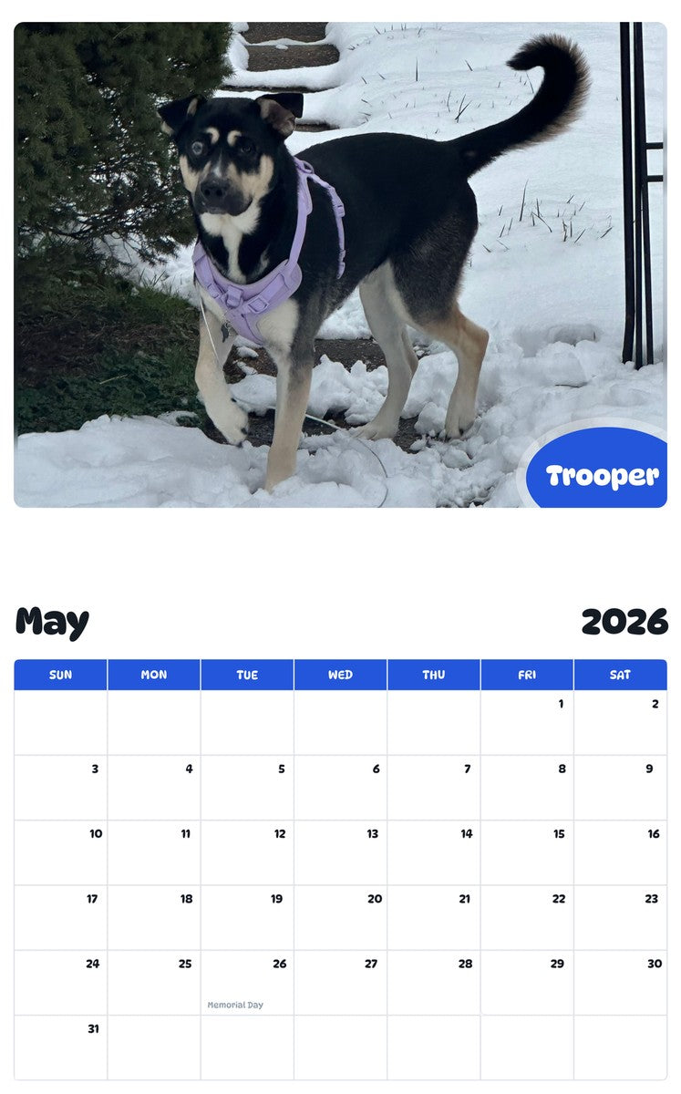 2026 - 2027 Trooper - Pawidols Pet Calendar
