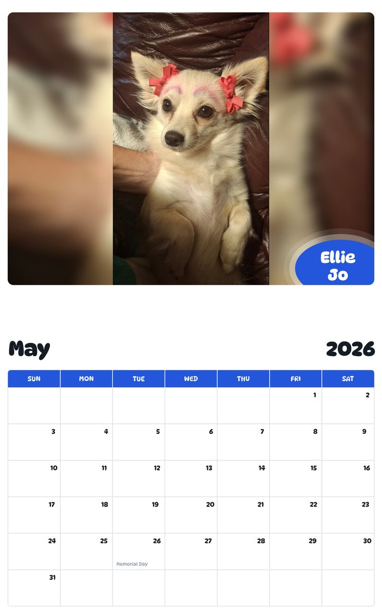 2026 - 2027 Ellie Jo - Pawidols Pet Calendar