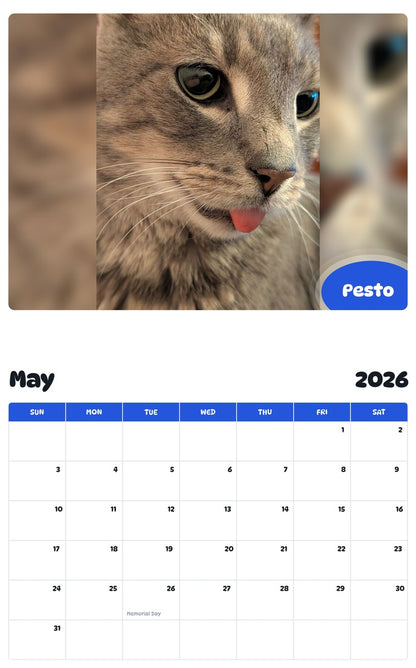 2026 - 2027 Pesto - Pawidols Pet Calendar