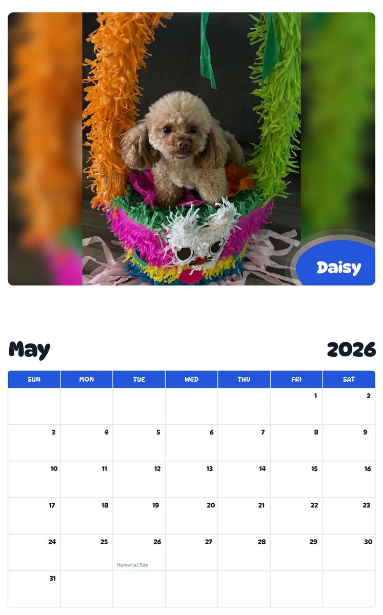 2026 - 2027 Daisy - Pawidols Pet Calendar