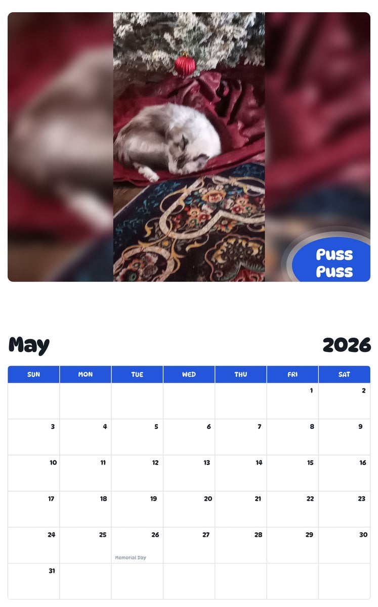 2026 - 2027 Puss Puss - Pawidols Pet Calendar