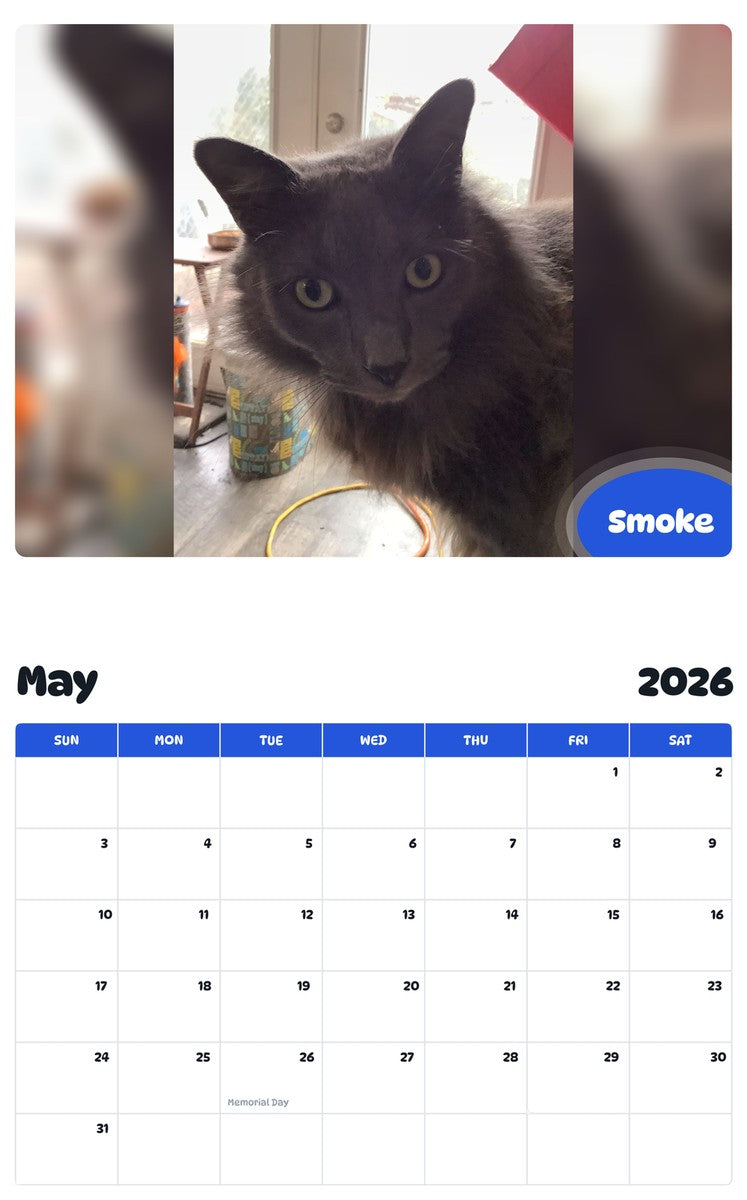 2026 - 2027 Smoke - Pawidols Pet Calendar