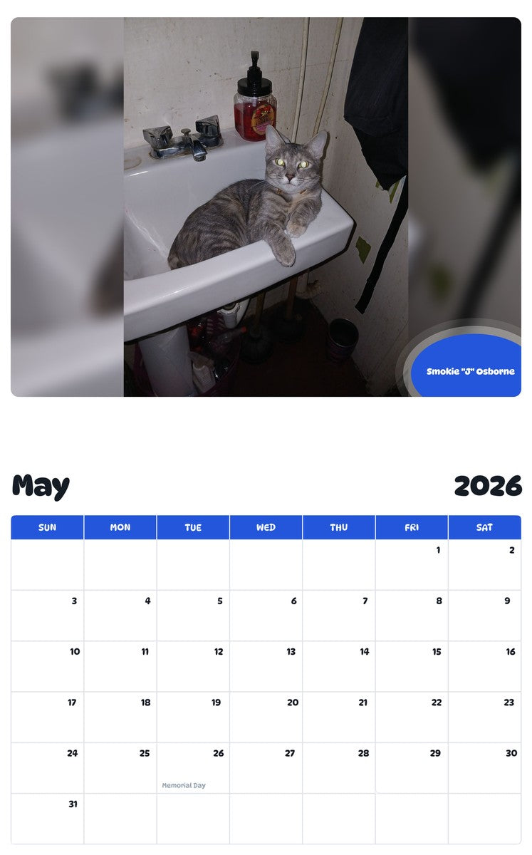 2026 - 2027 Smokie "J" Osborne - Pawidols Pet Calendar