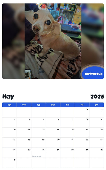 2026 - 2027 Buttercup - Pawidols Pet Calendar