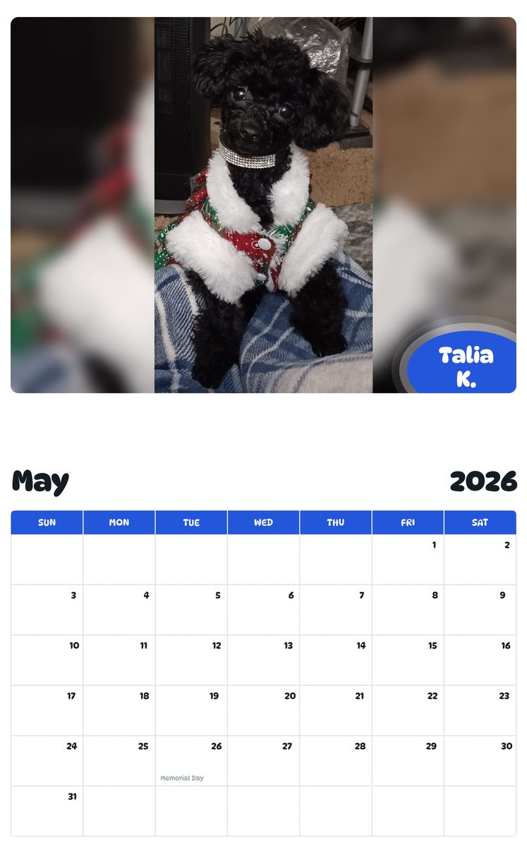 2026 - 2027 Talia K. - Pawidols Pet Calendar