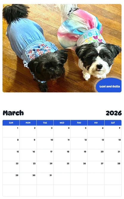 November 2025 - October 2026 Lexi and Bella - Pawidols Pet Calendar