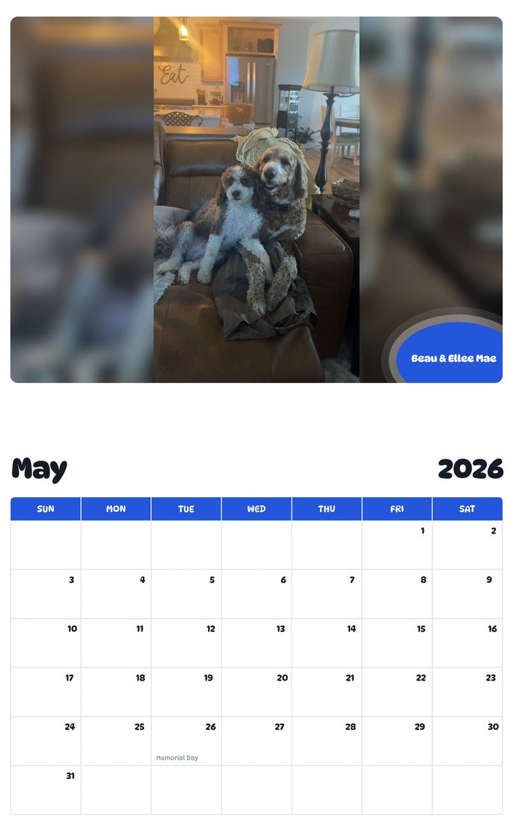 2026 - 2027 Beau & Ellee Mae - Pawidols Pet Calendar