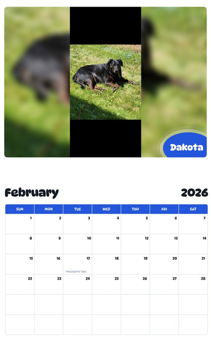 October 2025 - September 2026 Dakota - Pawidols Pet Calendar