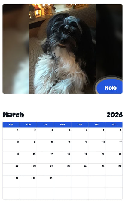 November 2025 - October 2026 Moki - Pawidols Pet Calendar