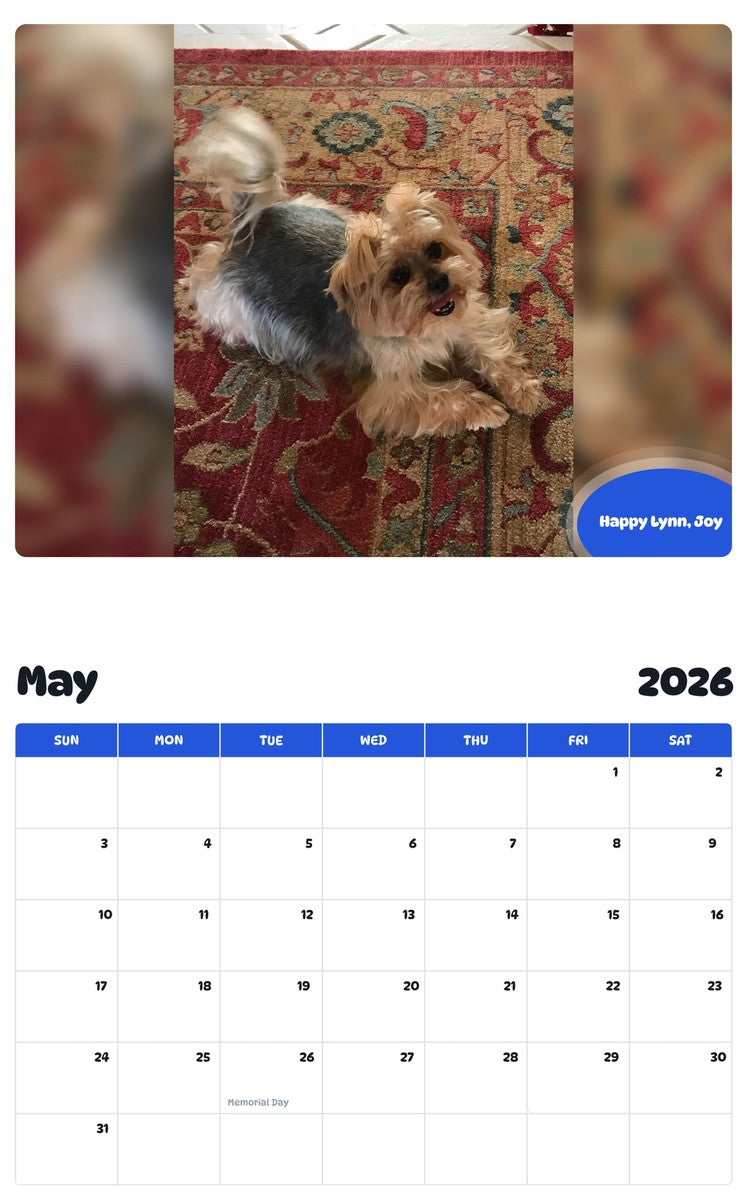 2026 - 2027 Happy Lynn, Joy - Pawidols Pet Calendar