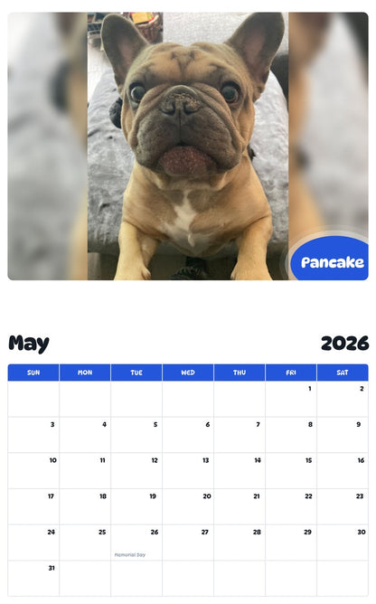 2026 - 2027 Pancake - Pawidols Pet Calendar