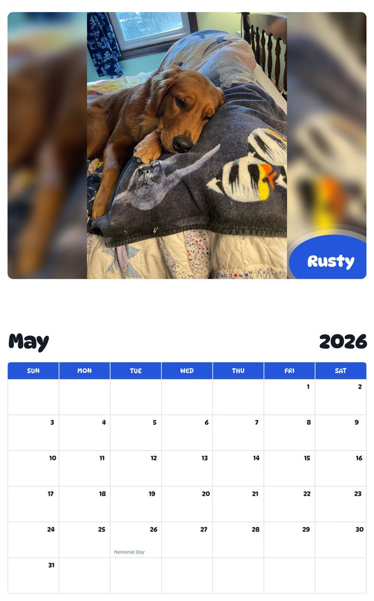 2026 - 2027 Rusty - Pawidols Pet Calendar