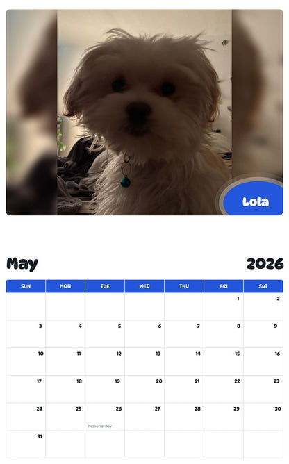 2026 - 2027 Lola - Pawidols Pet Calendar