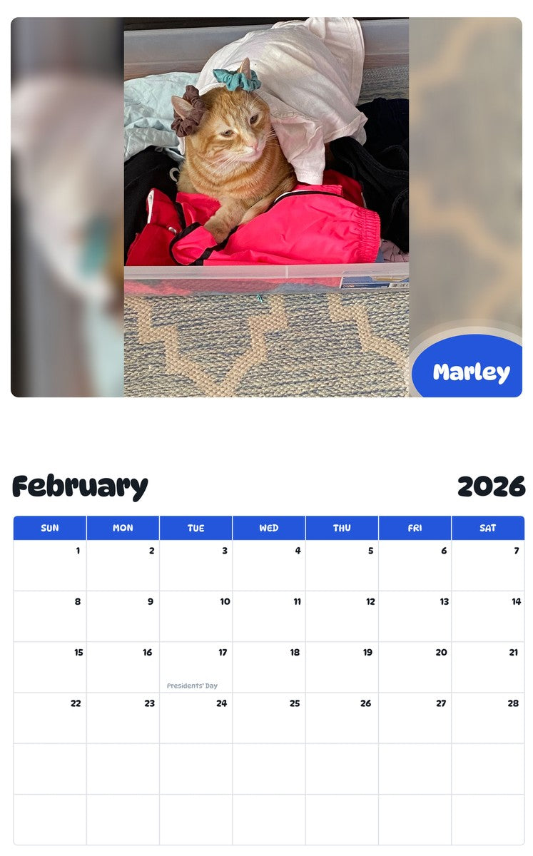 October 2025 - September 2026 Marley - Pawidols Pet Calendar