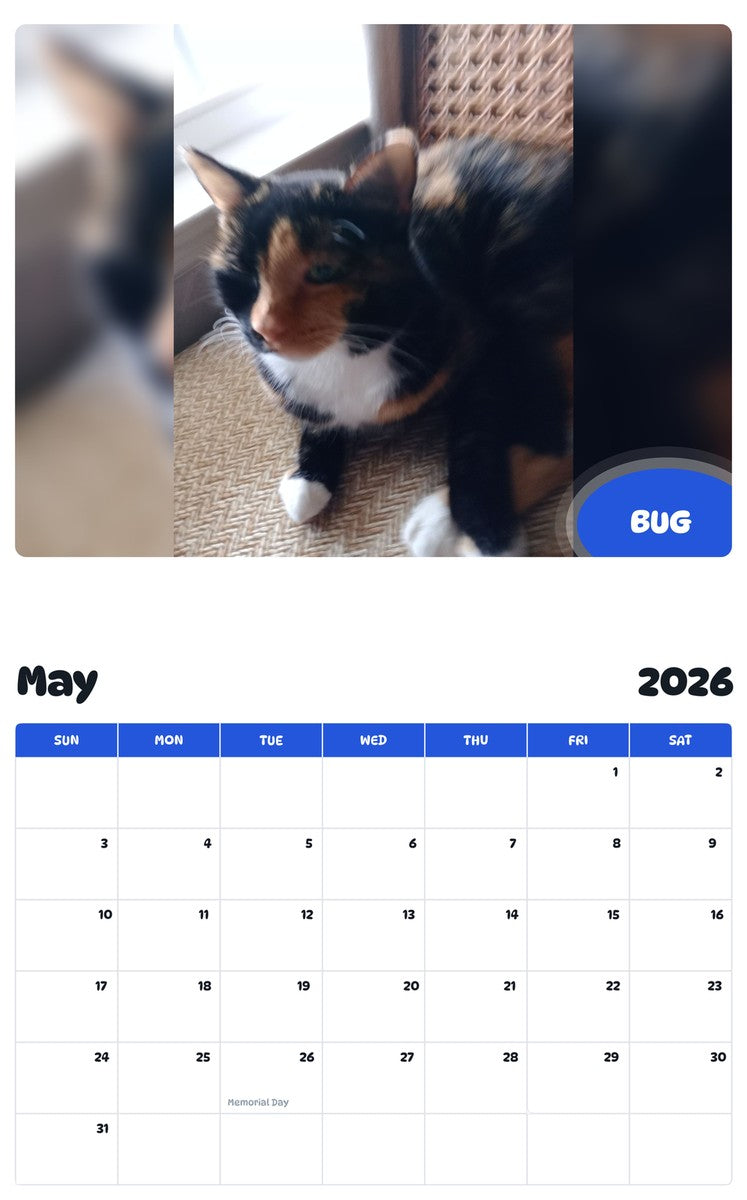 2026 - 2027 BUG - Pawidols Pet Calendar