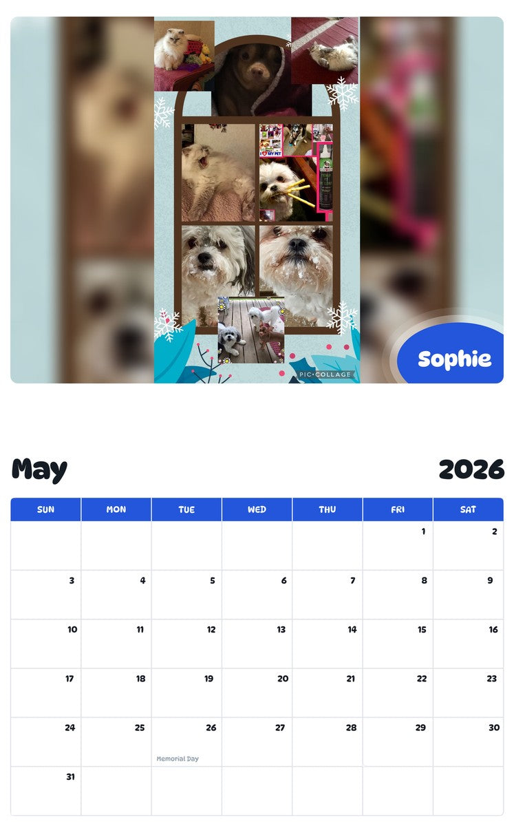 2026 - 2027 Sophie - Pawidols Pet Calendar