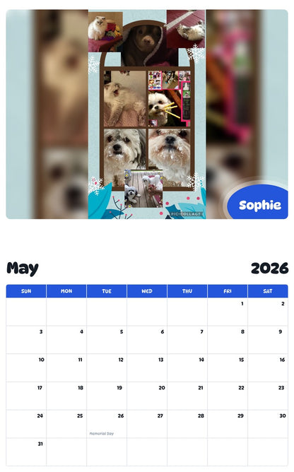 2026 - 2027 Sophie - Pawidols Pet Calendar