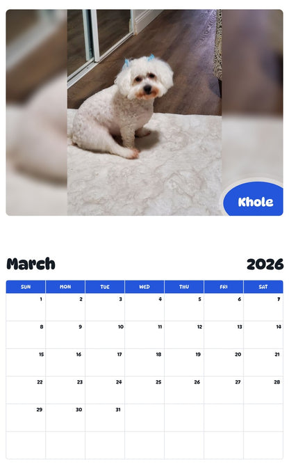 November 2025 - October 2026 Khole - Pawidols Pet Calendar