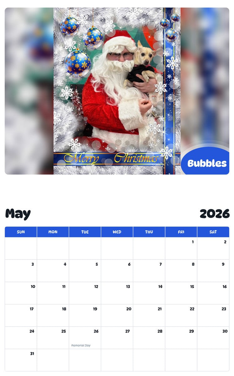 2026 - 2027 Bubbles - Pawidols Pet Calendar