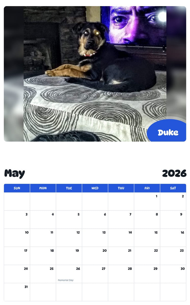 2026 - 2027 Duke - Pawidols Pet Calendar