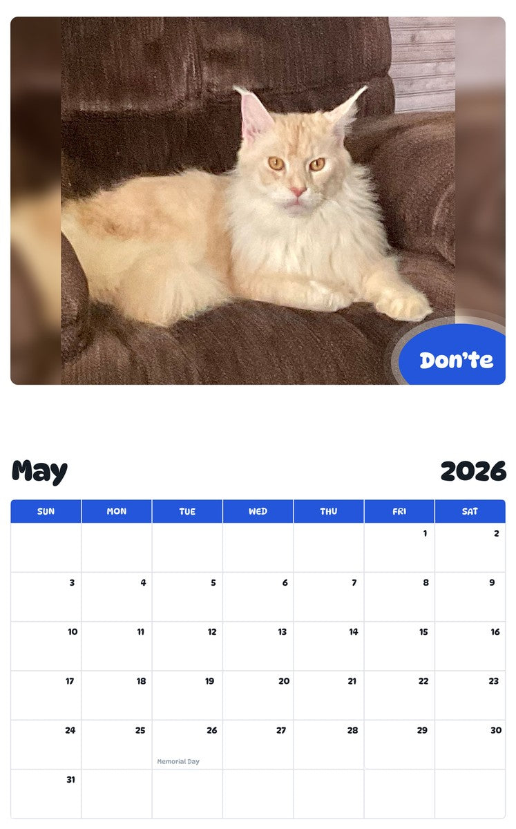 2026 - 2027 Don’te - Pawidols Pet Calendar