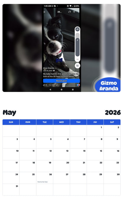 2026 - 2027 Gizmo Aranda - Pawidols Pet Calendar