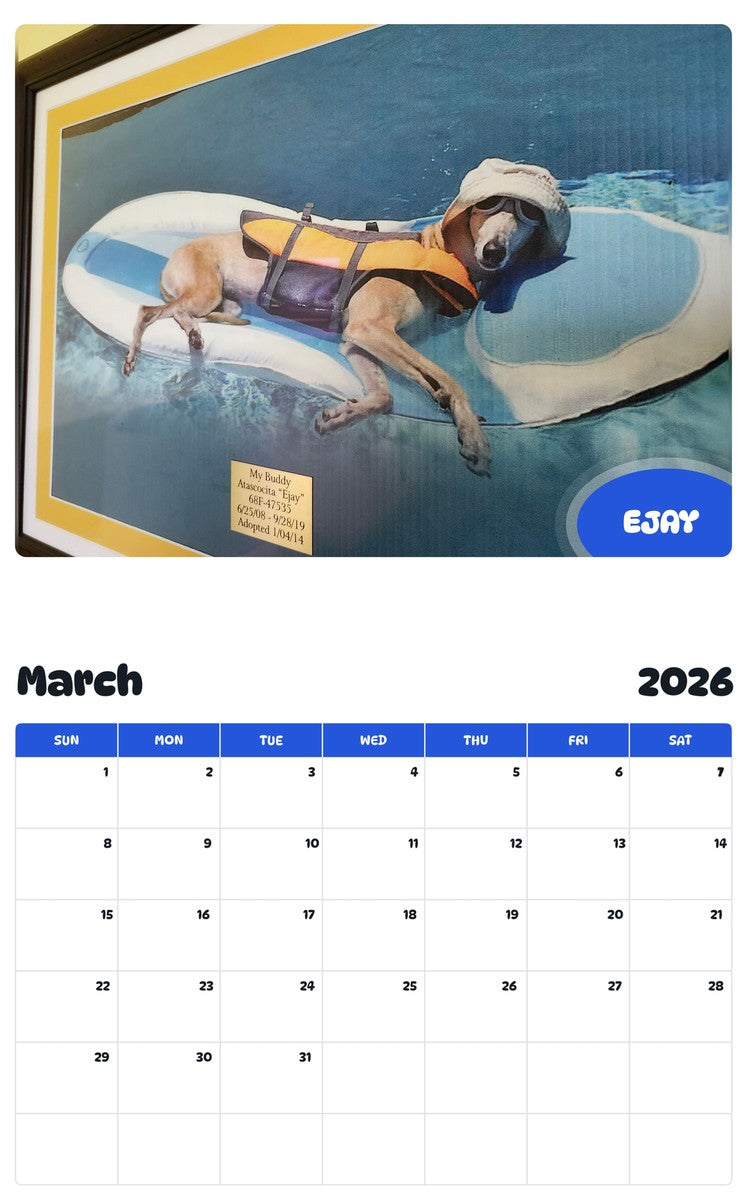 November 2025 - October 2026 EJAY - Pawidols Pet Calendar