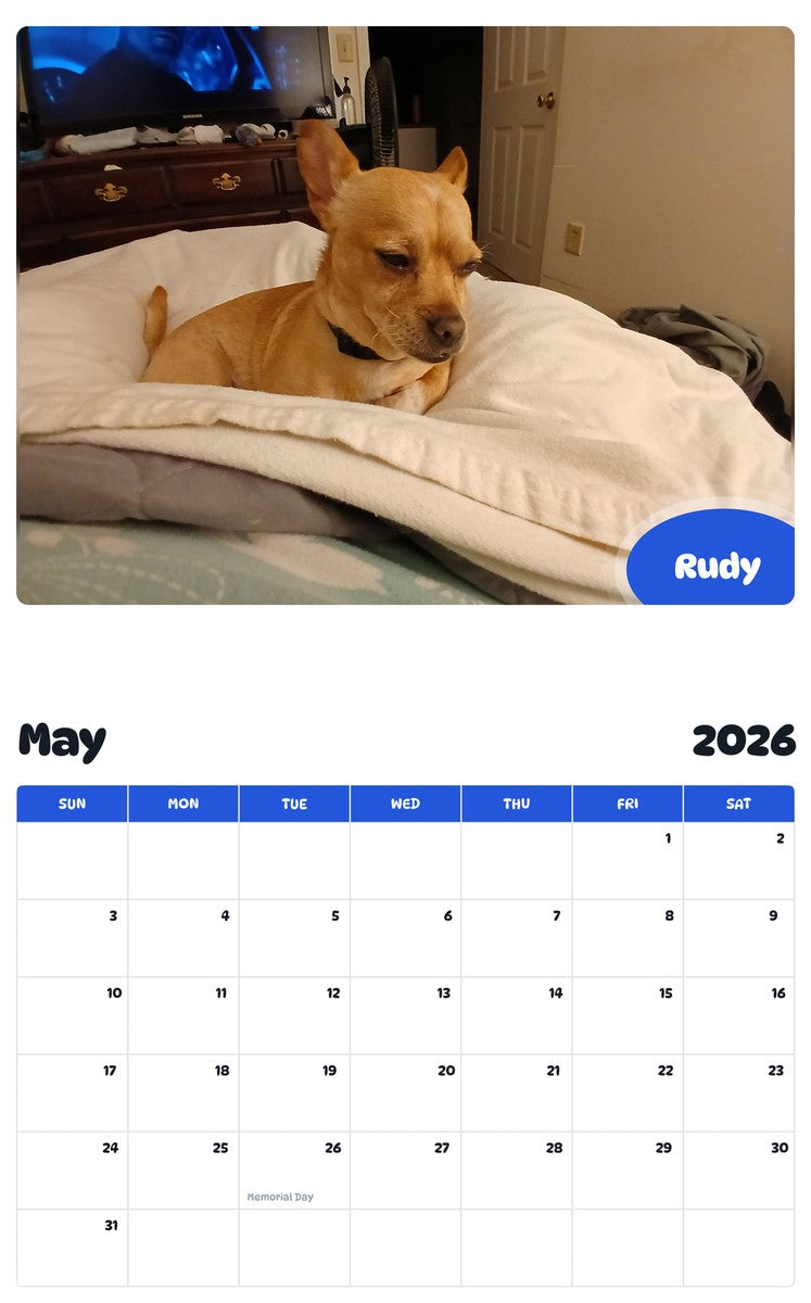 2026 - 2027 Rudy - Pawidols Pet Calendar