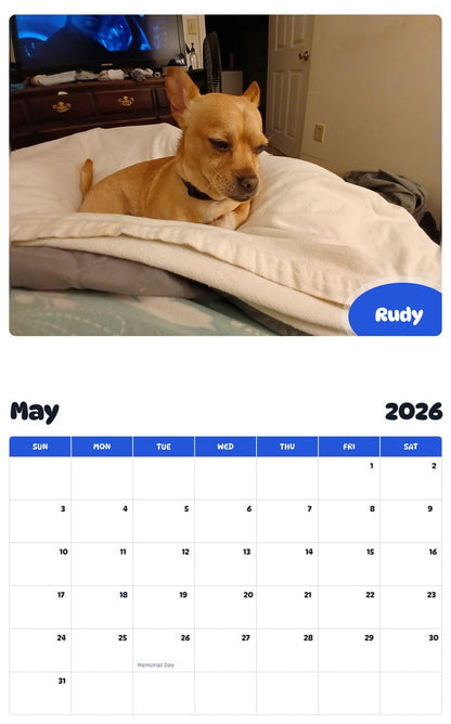 2026 - 2027 Rudy - Pawidols Pet Calendar