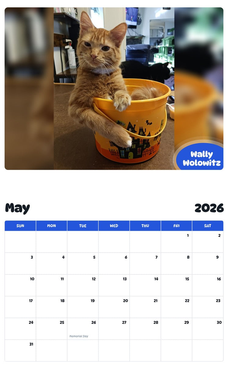 2026 - 2027 Wally Wolowitz - Pawidols Pet Calendar