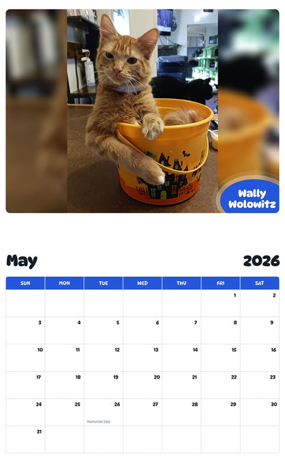 2026 - 2027 Wally Wolowitz - Pawidols Pet Calendar